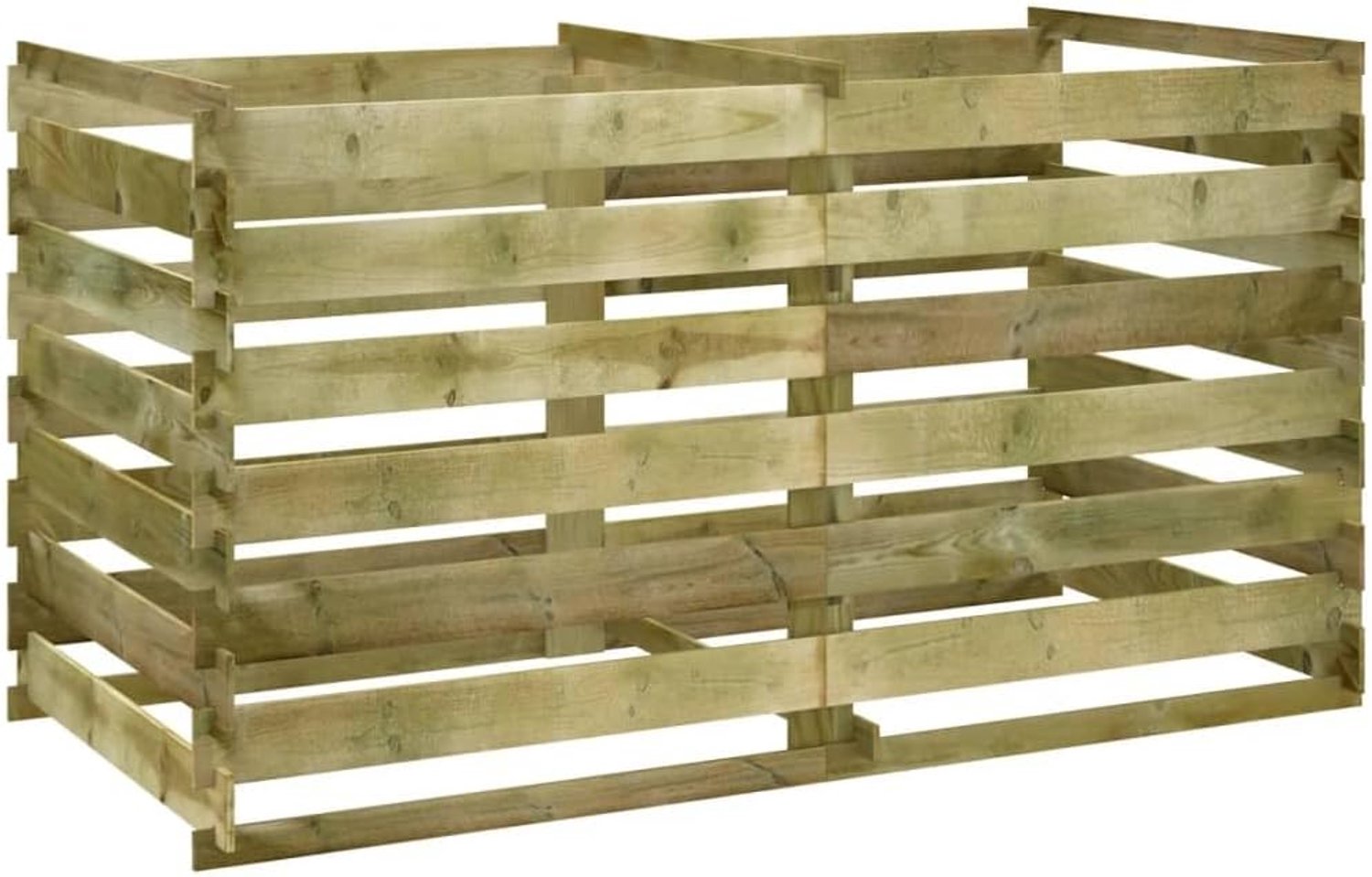 Compostbak van geïmpregneerd grenenhout, 180 x 90 x 90 cm, tuincompostbak voor biologisch afval, stabiele compostsilo voor tuin