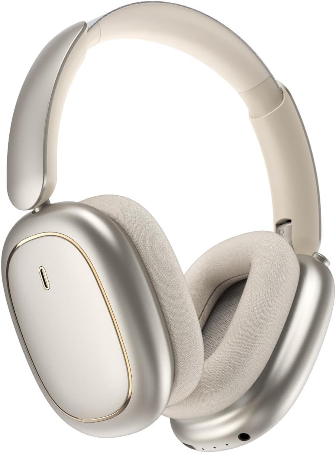 Draadloze hoofdtelefoon, Bluetooth 5.4, actieve ruisonderdrukking (3 modi), 3 equalizer, 40H autonomie, magnetische oorkussens en dubbele verbinding (beige)