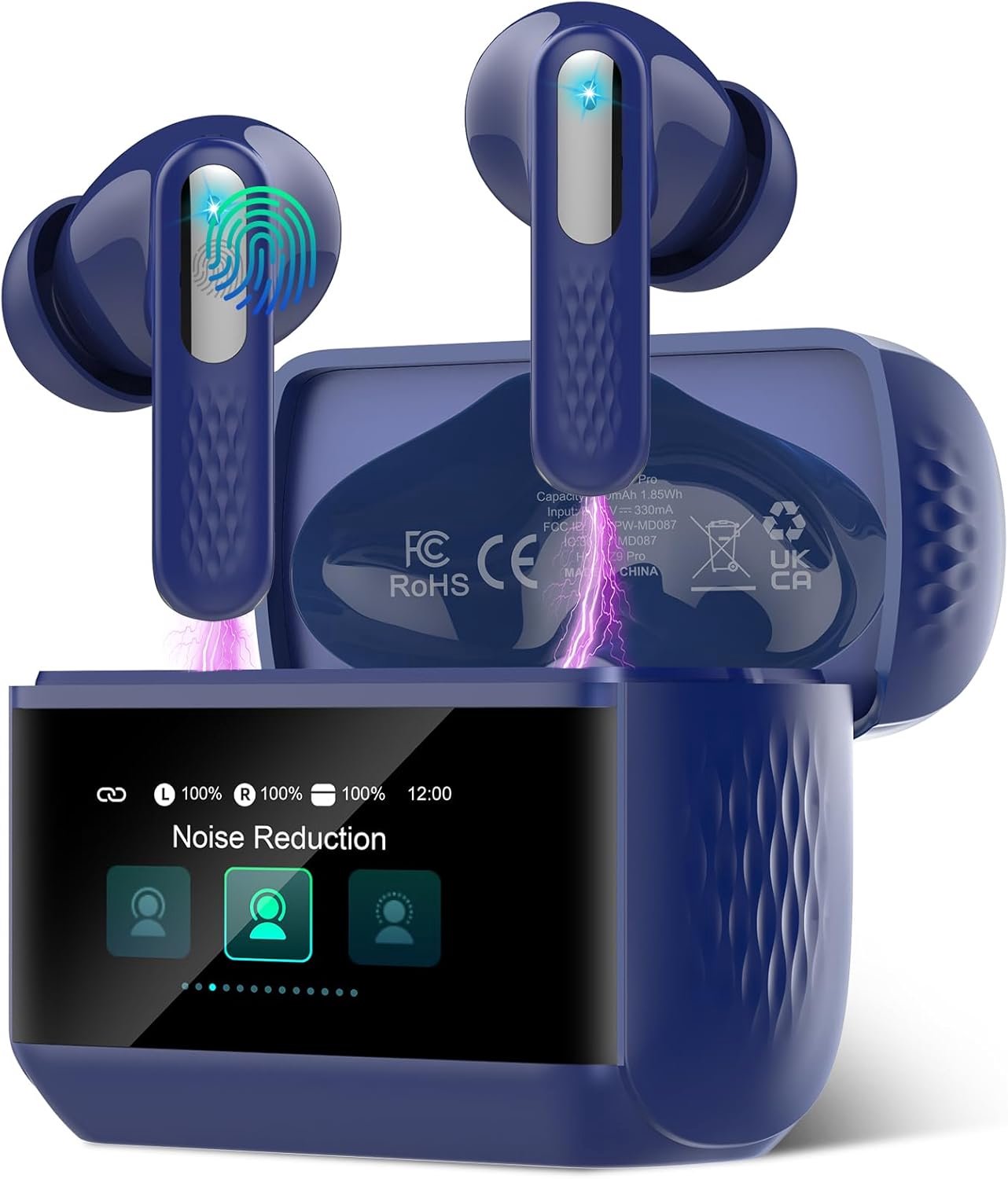 164 talen, Bluetooth 5.4 realtime taalvertaler met app, 6 vertaalmodi, donkerblauw