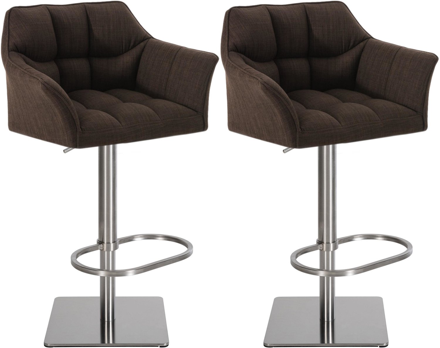Luxe Comfort Barkruk - Set van 2 - Verstelbaar - Stof - Bruin bruin roestvrij staal