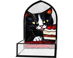 Organizer Box Faux Gebrandschilderd Glas Kat Thema Decoratie