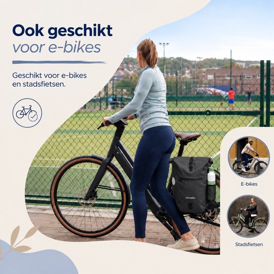 Morelia® Fietstas - Fietstassen Electrische Fietsen - Fietstassen Dubbel - Incl Achterlicht - 48 Liter - 100% Waterdicht - Tarpaulin materiaal - Zwart van Merkloos — afbeelding 3