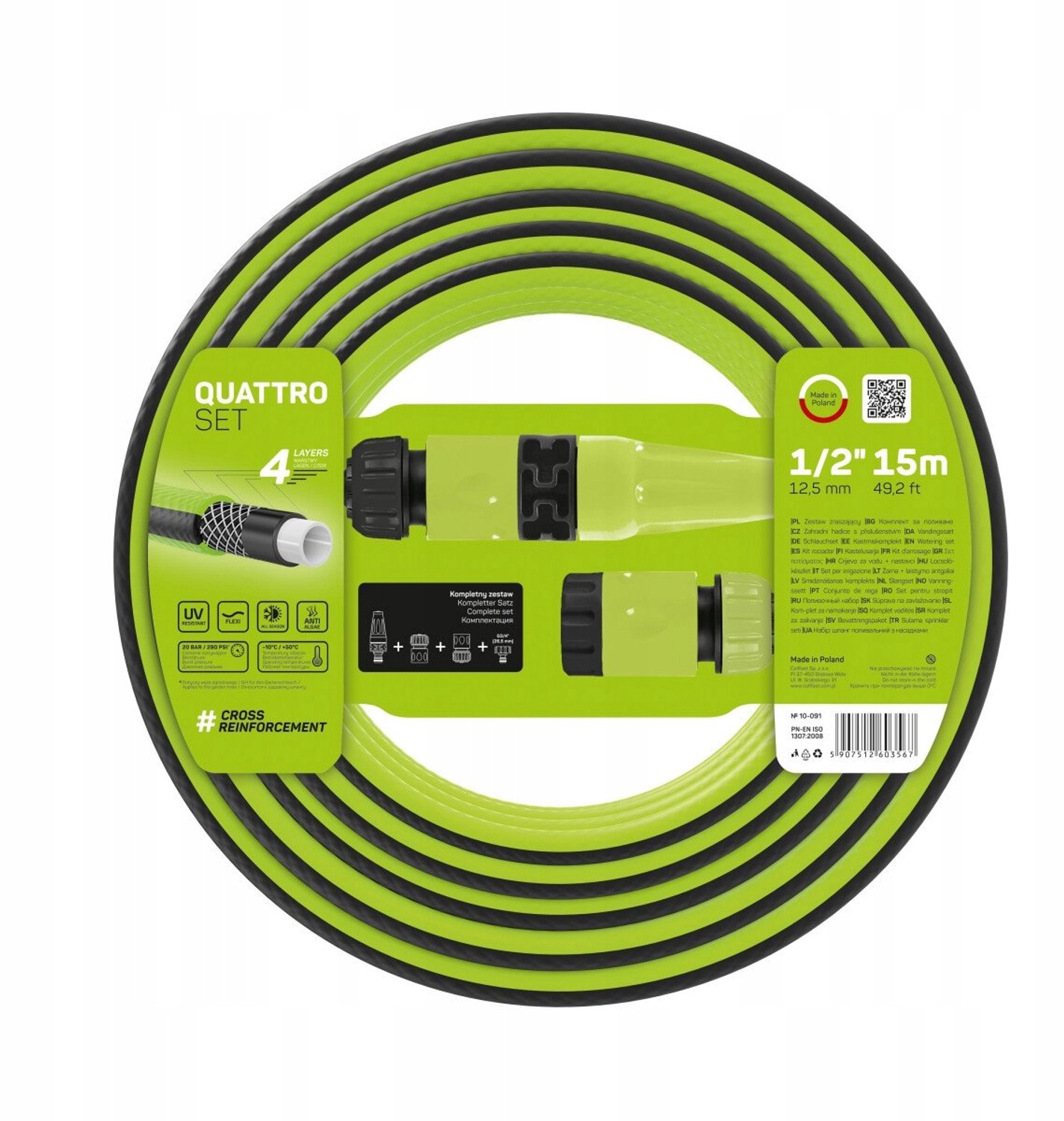 Cellfast Quattro Tuinslang 1/2" - 15 Meter met Koppelingen