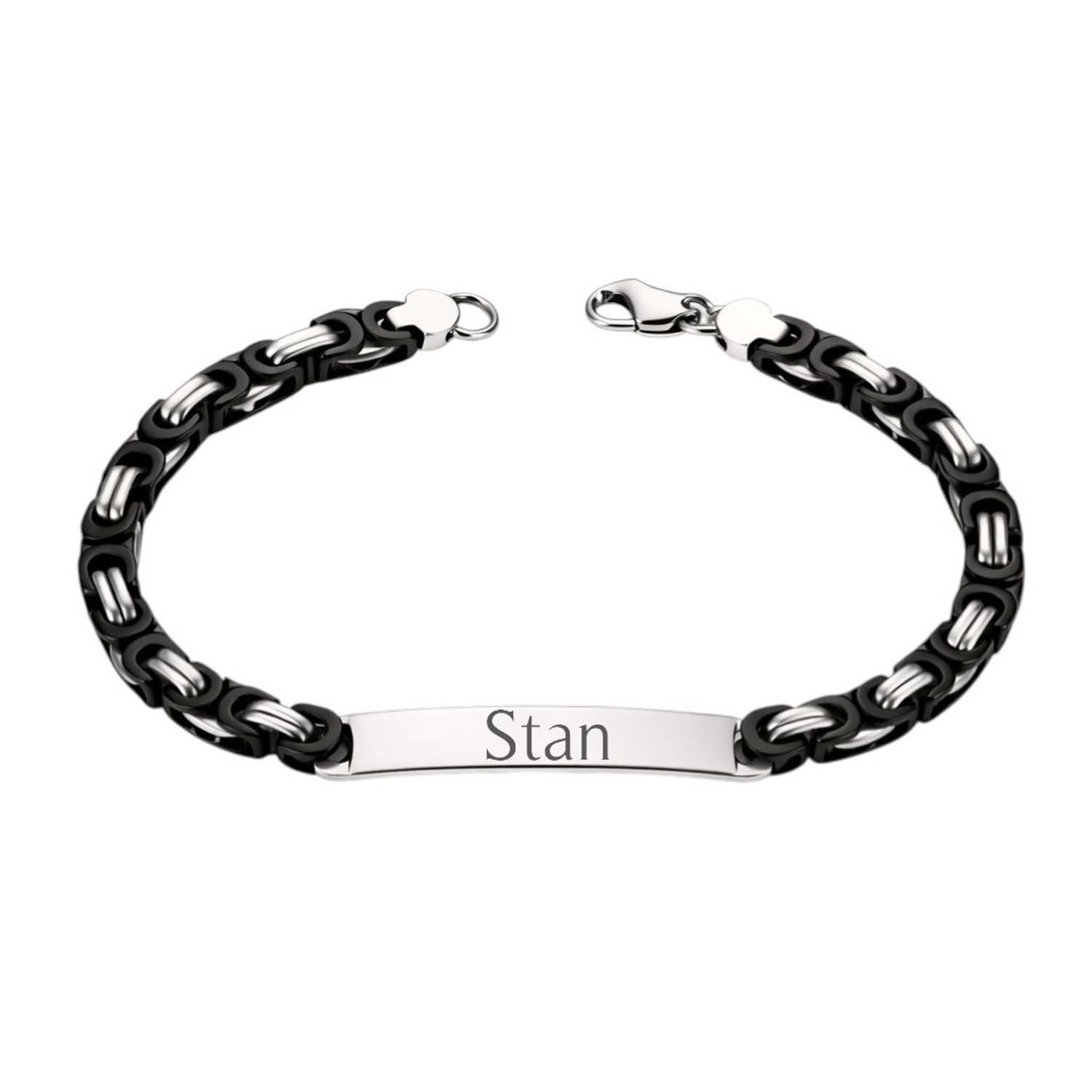 Heren Armband met Gravering Zwart