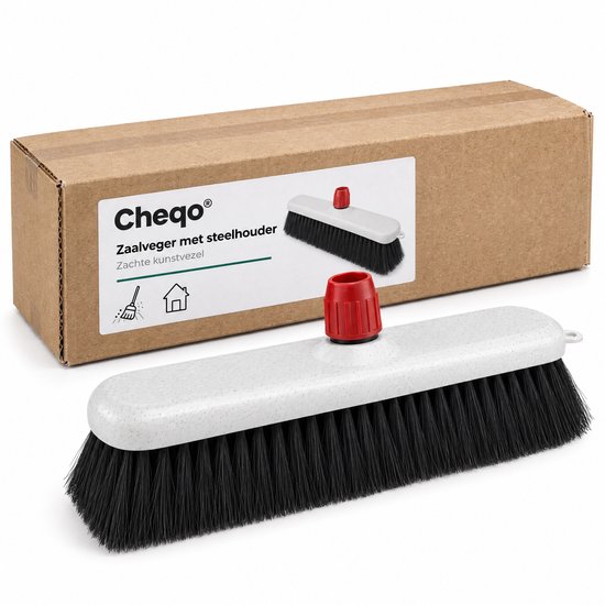 Cheqo® Zaalveger met Steelhouder - Zachte Bezem - Kamerveger - Zaalbezem - Binnenbezem - Bezemkop - Kamerbezem - Veegborstel - Veegbezem - Vloerborstel - Bezem voor Gladde Vloeren - Veger voor Laminaat en Parket - Huisveger - Schoonmaakbezem — afbeelding 5
