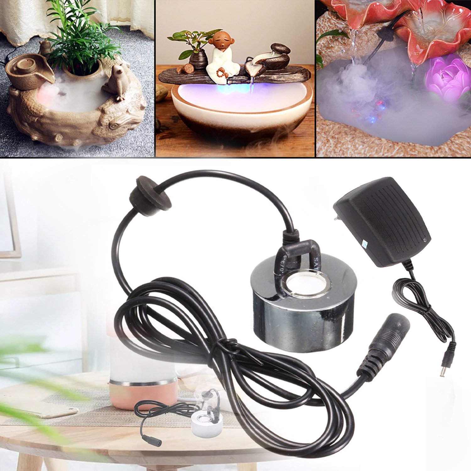Luchtbevochtiger, Ultrasone Mistmaker, Vernevelaar, Waterornament Voor Binnen, Mini-Mistmaker Vijver Mistmachine.