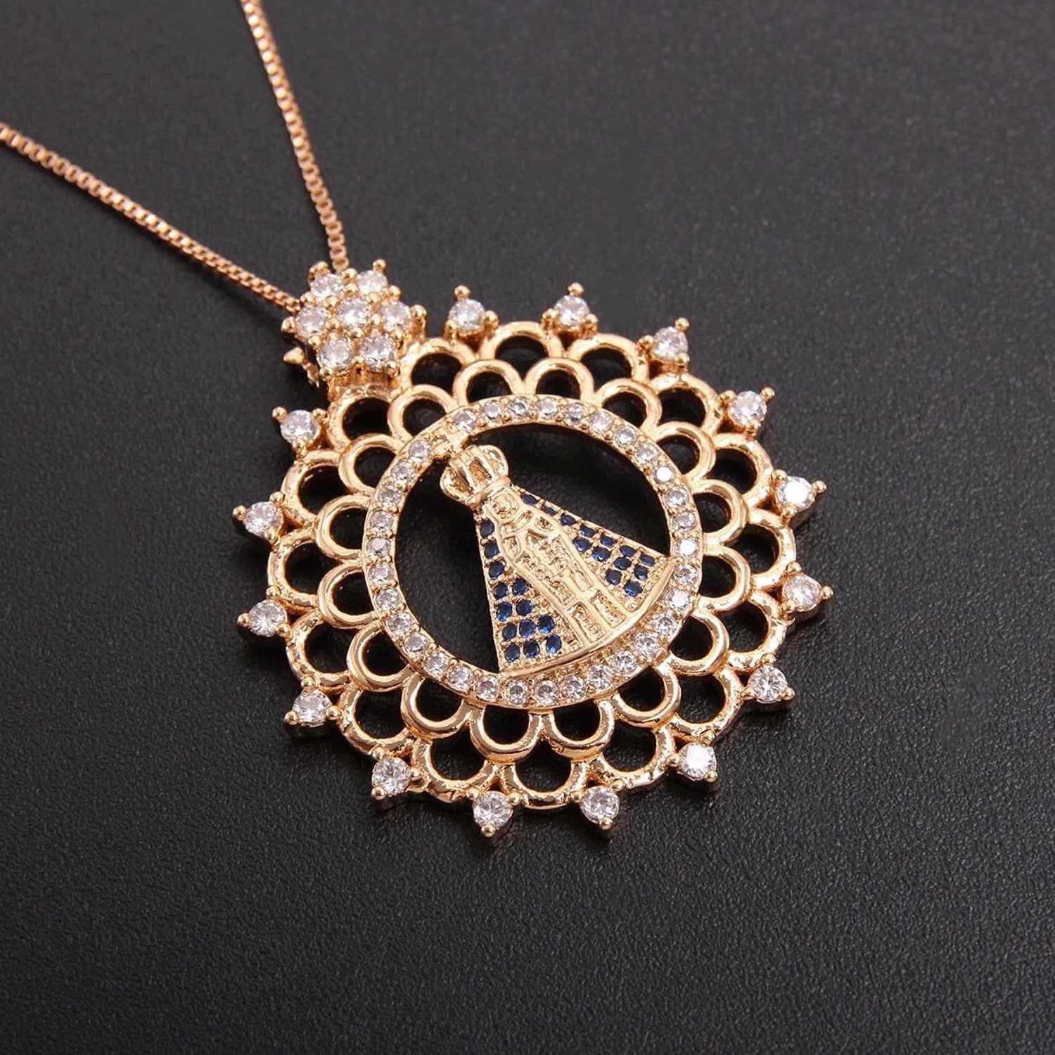 Medaille Virgen De La Caridad Del Cobre Ketting,Onze Lieve Vrouw Van Liefdadigheid Maagd Maria Munt Ketting