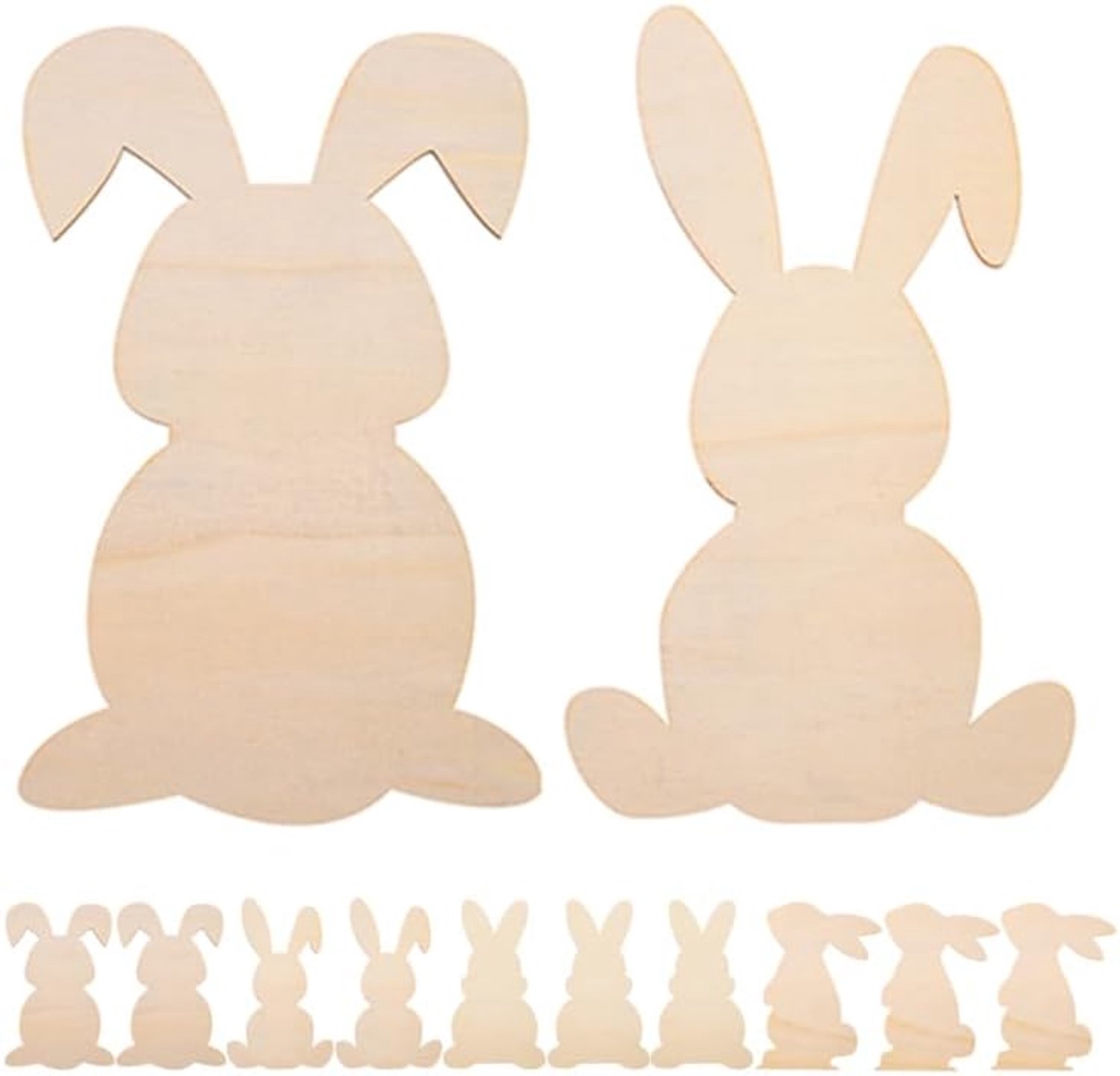 12 grote paashazen, houten uitsparingen, onbehandelde houten hazen, blanke paashazen, houten schijven, onbeschilderde paashaasuitsparingen, houten schijven voor paaskasten, decoratie