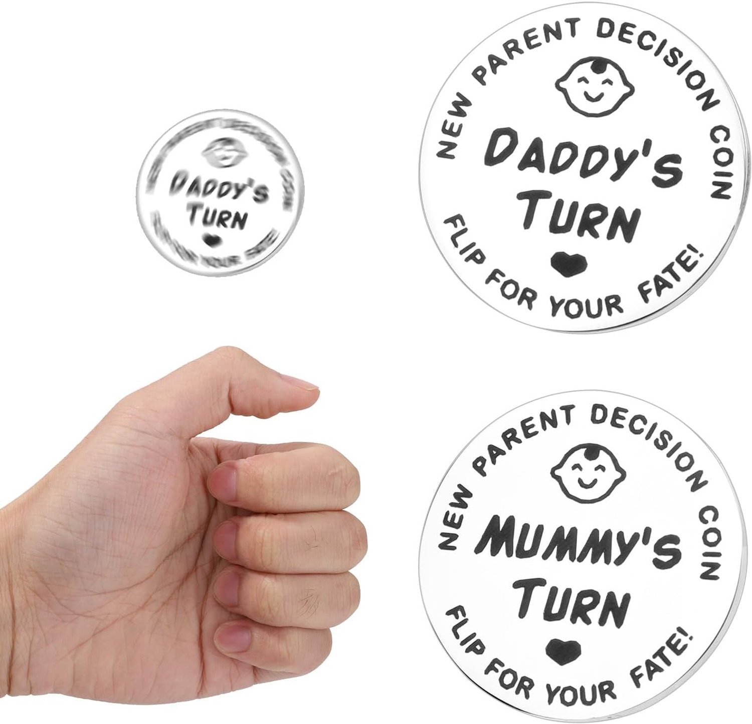 2st Nieuwe Ouderbeslissingsmunt, 3cm Diameter Premium Roestvrij Staal Babybeslissingsmunt voor de Eerste Keer Ouders Essentiële Gadget voor het Beslissen
