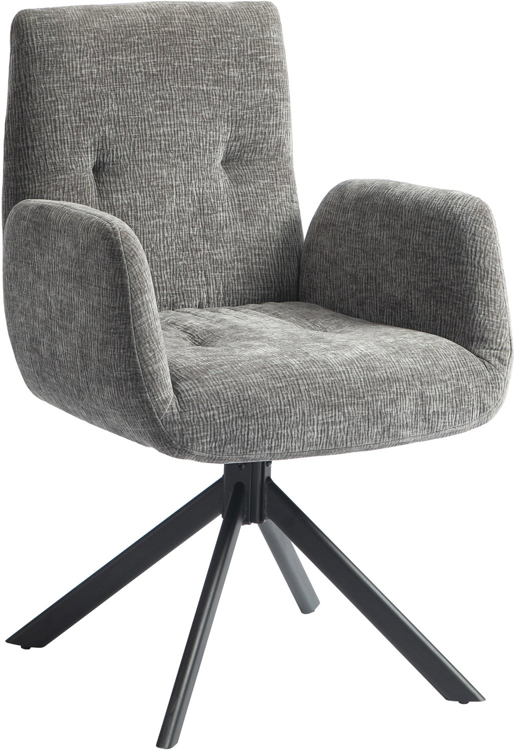 MIVRAY Draaifauteuil 60 x 61 x 88 cm - 360 Graden Draaibaar met Armleuningen - Voor Woonkamer en Slaapkamer - Polyester en Staal - Donkergrijs