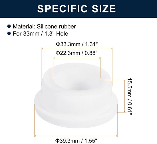 Set van 2 Rubberen Stoppen voor 32-33mm Gaten — afbeelding 2