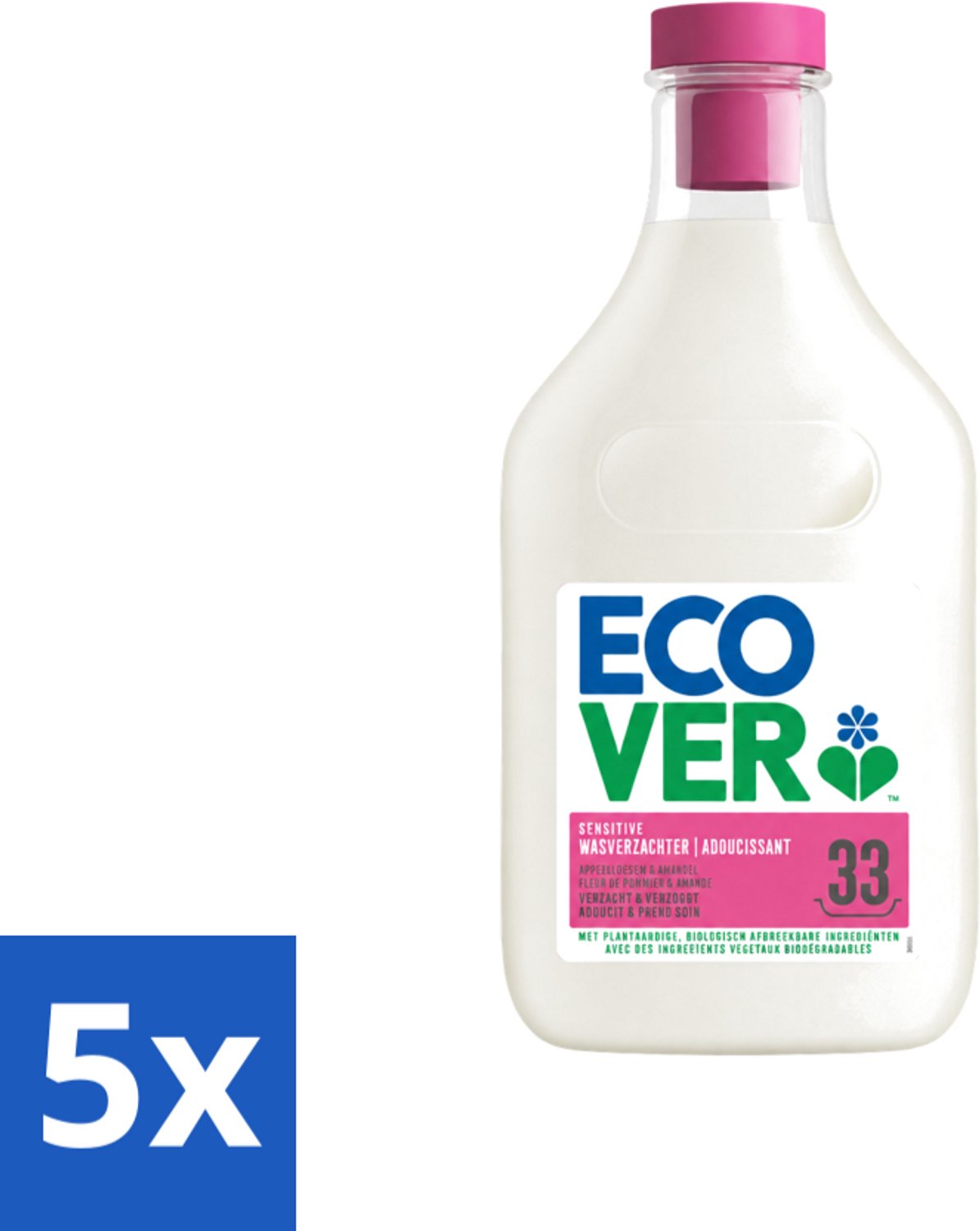 5 x Ecover - Wasverzachter - Appelbloesem & Amandel - 1 liter - Voordeelverpakking - 5 stuks