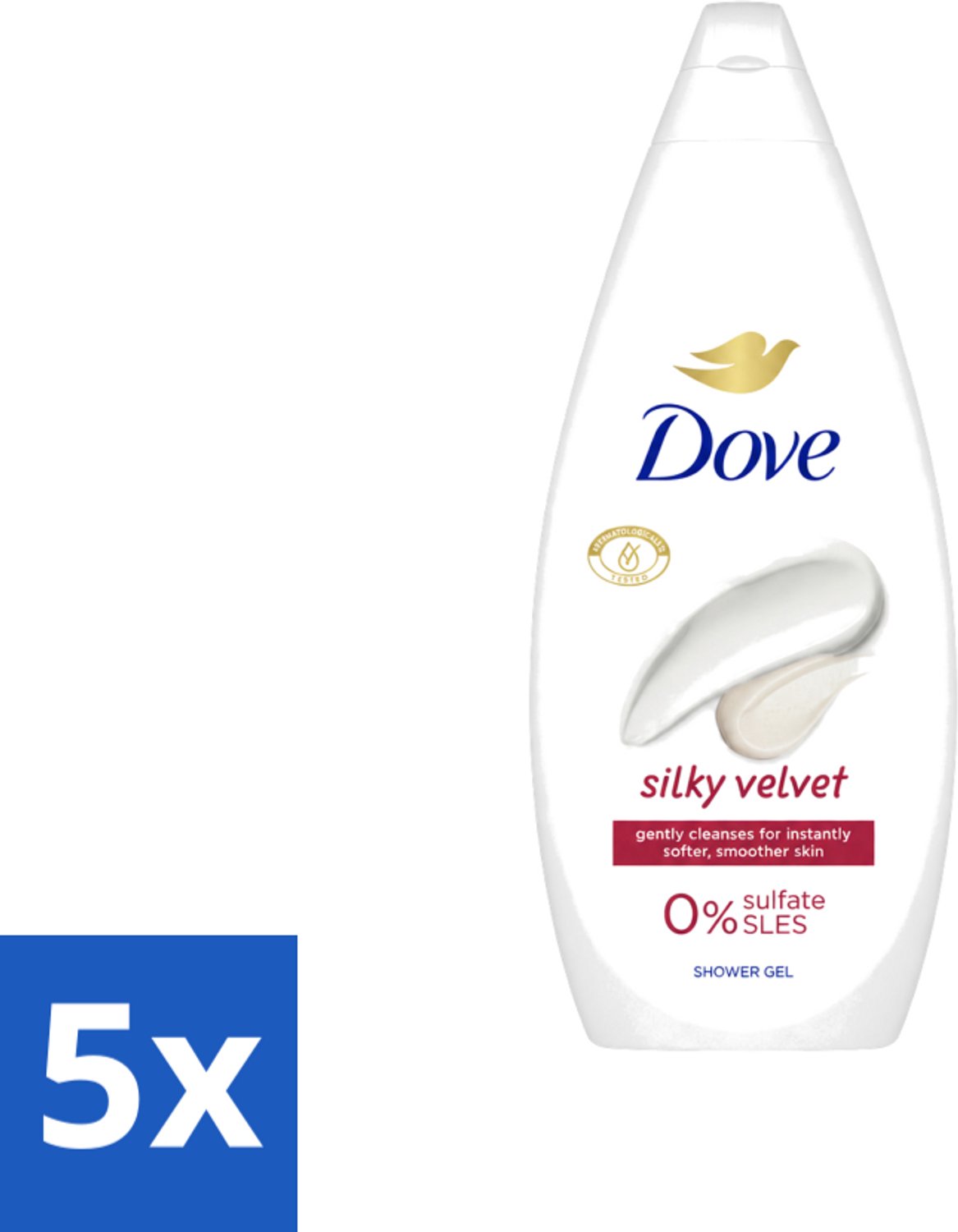 5 x Dove Douchecrème - Silky Velvet - 720 ml - Voordeelverpakking - 5 stuks
