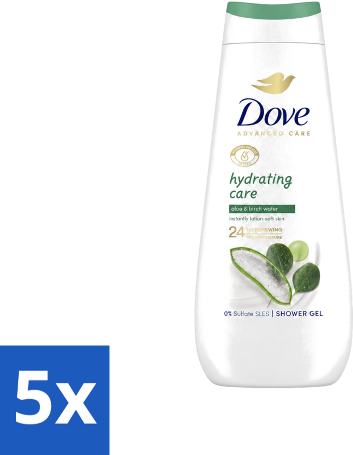 5 x Dove Douchecrème - Hydrating Care - Aloe Vera - 400 ml - Voordeelverpakking - 5 stuks