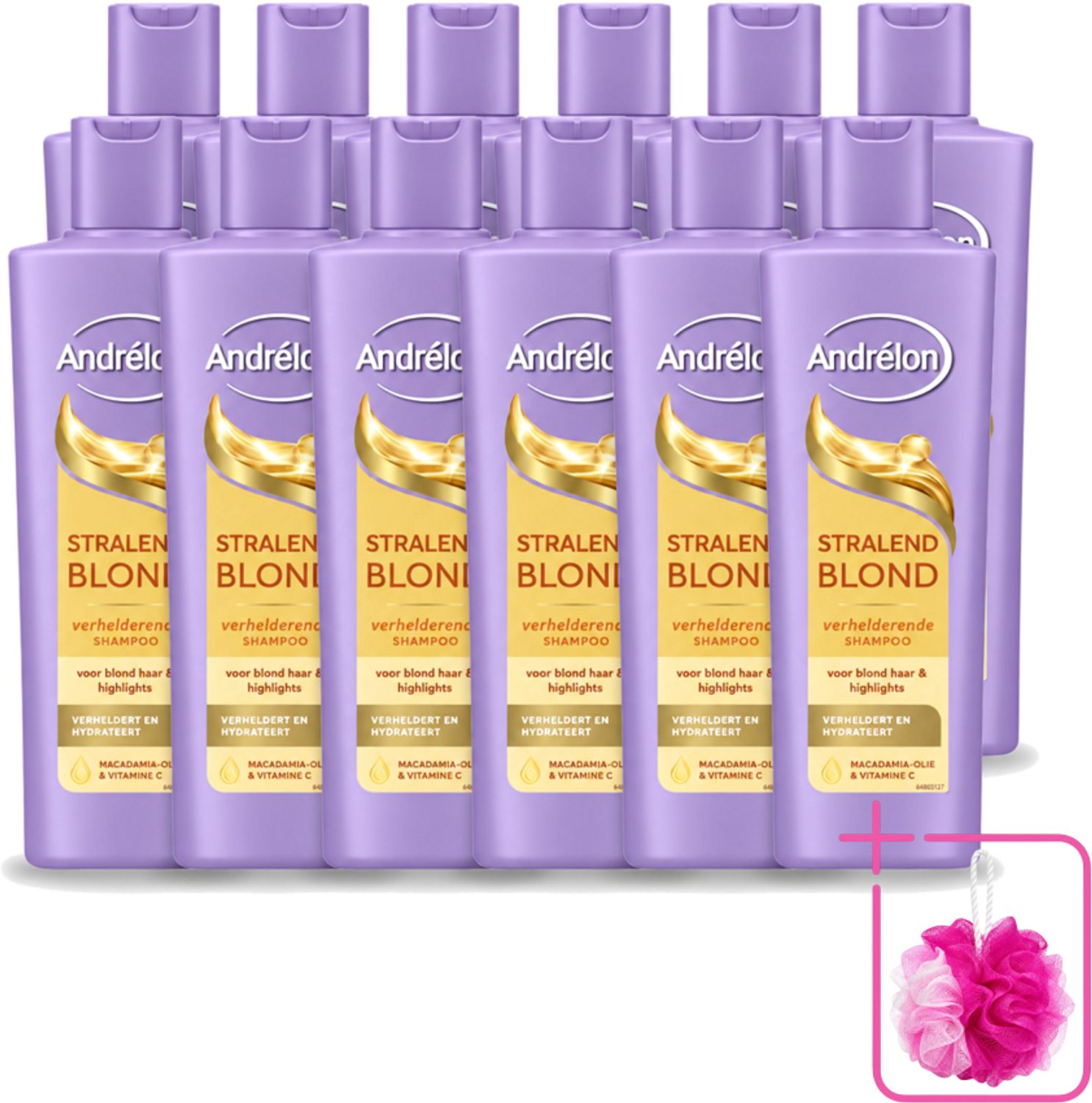 12 x Andrélon – Shampoo – Stralend Blond – 250 ml - Bulkverpakking - Blond haar - Douchemop - Glans