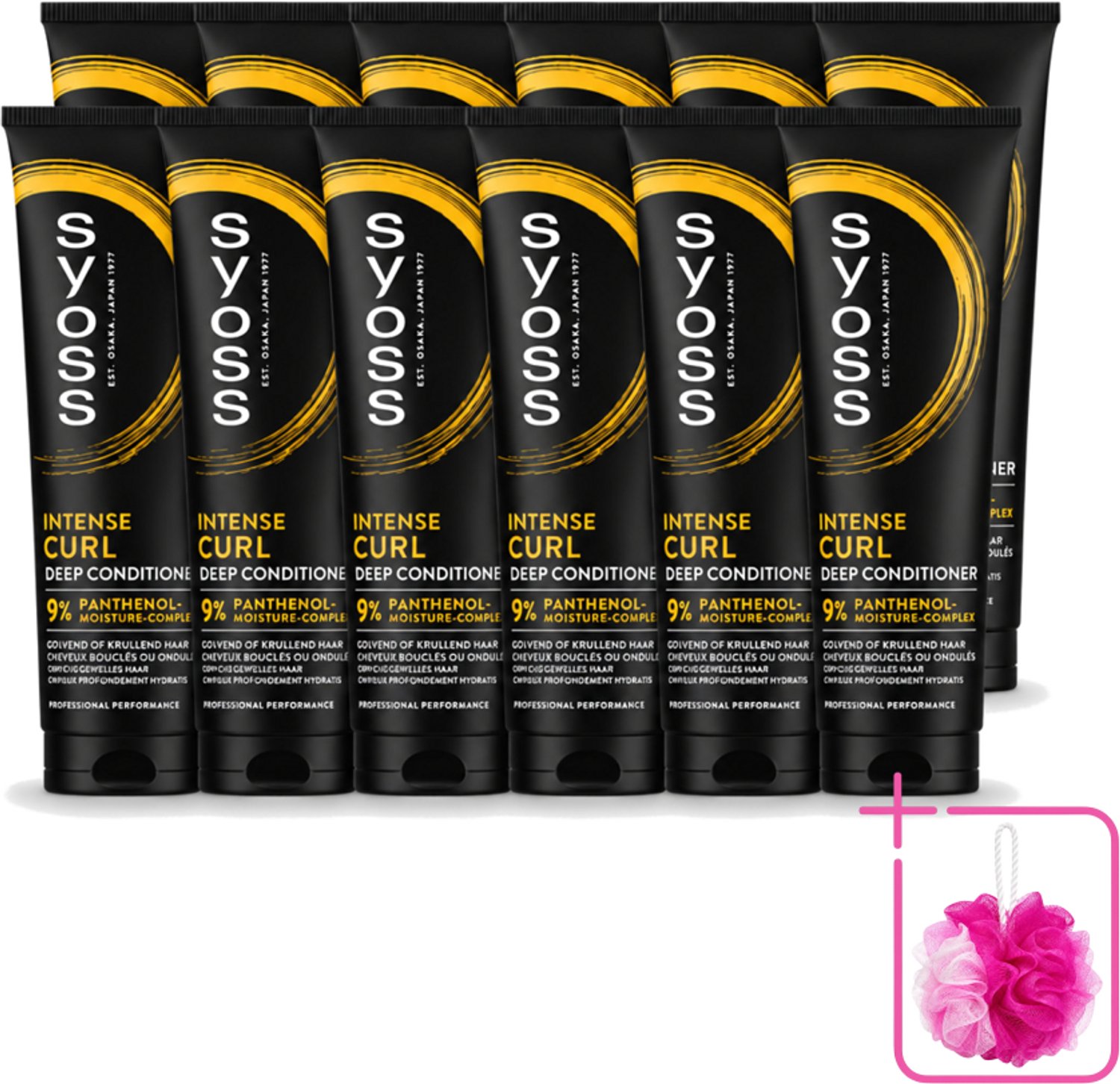 12 x Syoss - Intense Curls - Deep Conditioner - Elastische Krullen - 250 ml - Bulkverpakking - Krullen verzorging - Douchemop - Kruldefinitie