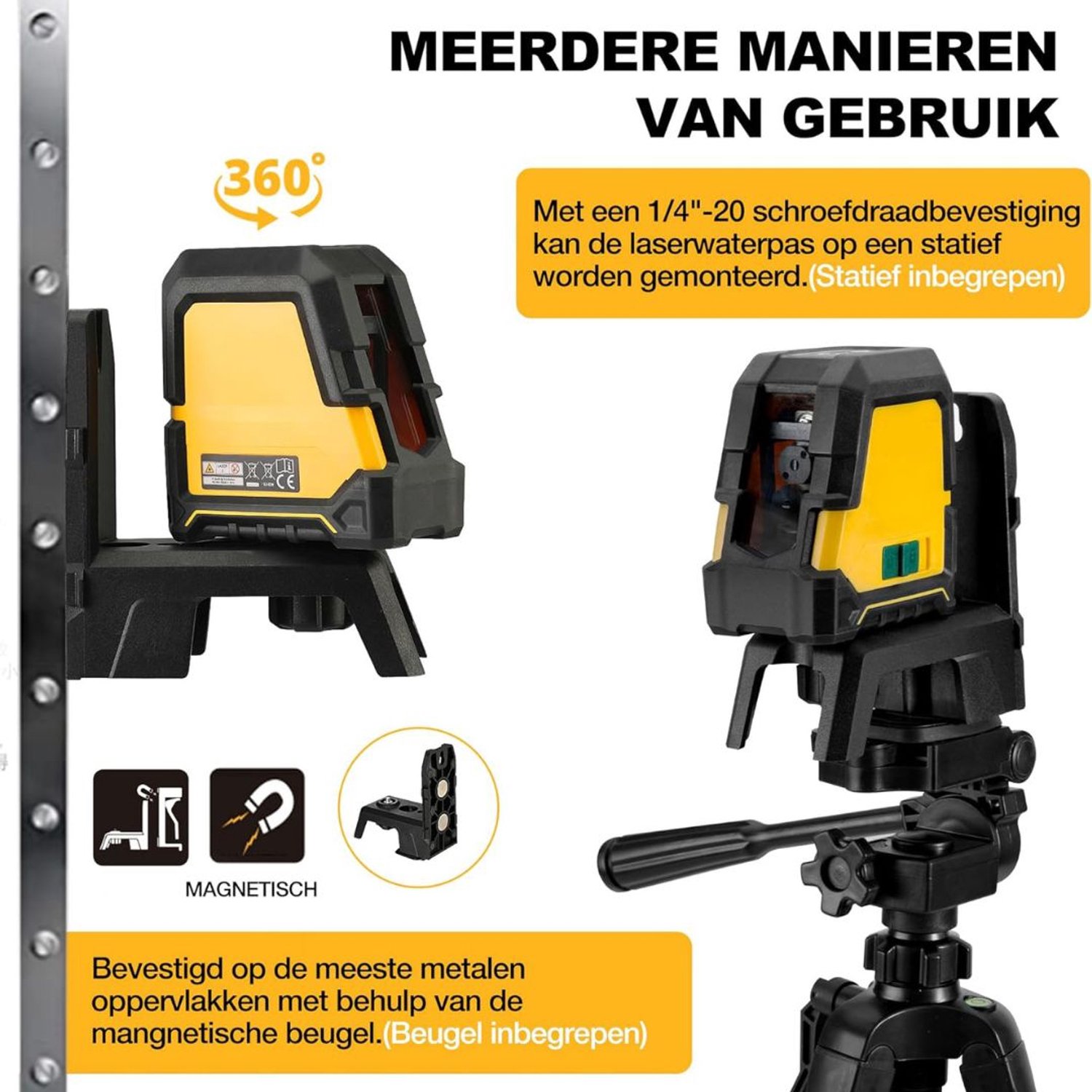 Kruislijnlaser met Statief - Bouwlaser - Lijnlaser Zelfnivellerend-grün