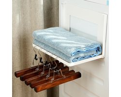 DEWEL Magnetisch wasmachine-rek, opvouwbaar magnetisch rek, wasmachine-rek, wasmachine-handdoek, uittrekbaar, plank voor vuile kleding, draagkracht 2kg, wit, 40 x 25 cm