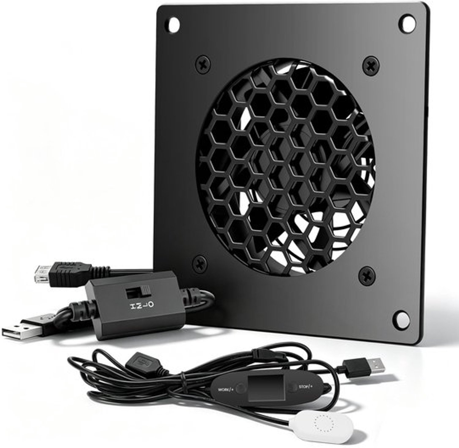120 mm USB-ventilator met nauwkeurige temperatuurregeling, 3 snelheden, dubbele kogellagers, ventilator met aluminium paneel, kastventilator 8 cm voor router, PS5, Xbox en ontvanger