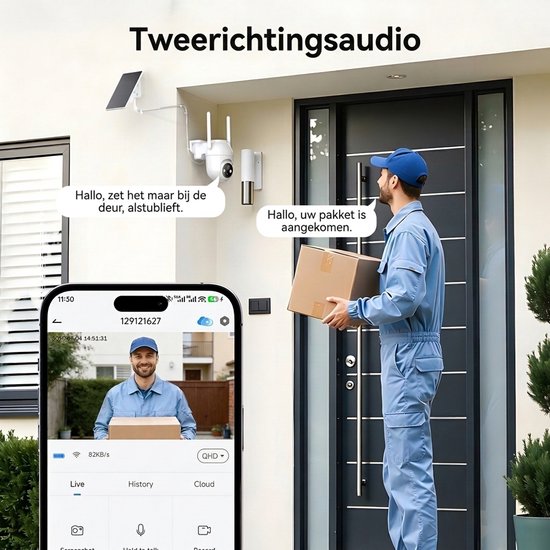 Konsoefuly Beveiligingscamera Draadloos Buiten - Buiten Bewakingscamera met Zonnepaneel BC - 2K 4MP - 360° PTZ - Kleuren-nachtzicht - AI Bewegingsdetectie - Tweeweg Audio - Draadloos buiten- IP67 Weerbestendig - Beveiligingscamera Met WiFi en App — afbeelding 4