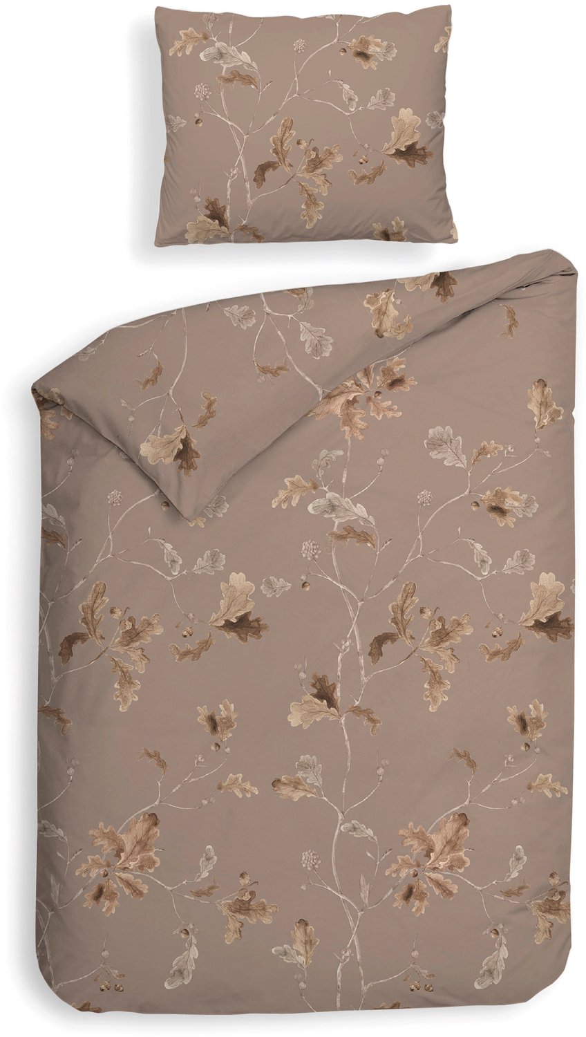 Heckettlane Dekbedovertrek Bronco - Bedlinnen met Bladeren print - 240x220 - Bruin - Dekbedhoes van 100% Katoen-Flanel van Merkloos — afbeelding 4