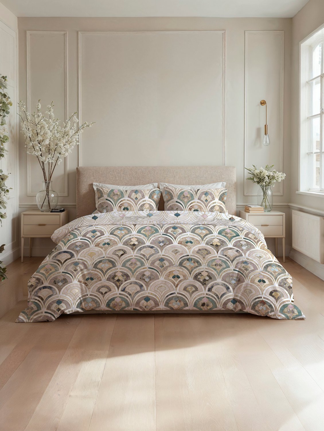 Heckettlane Dekbedovertrek Roxanne - Multi - Dekbedovertrek van 100% Katoen-Satijn - Ornament - Dekbedovertrek 240x200-220 cm - Lits-Jumeaux - Nantes Roxanne Multi