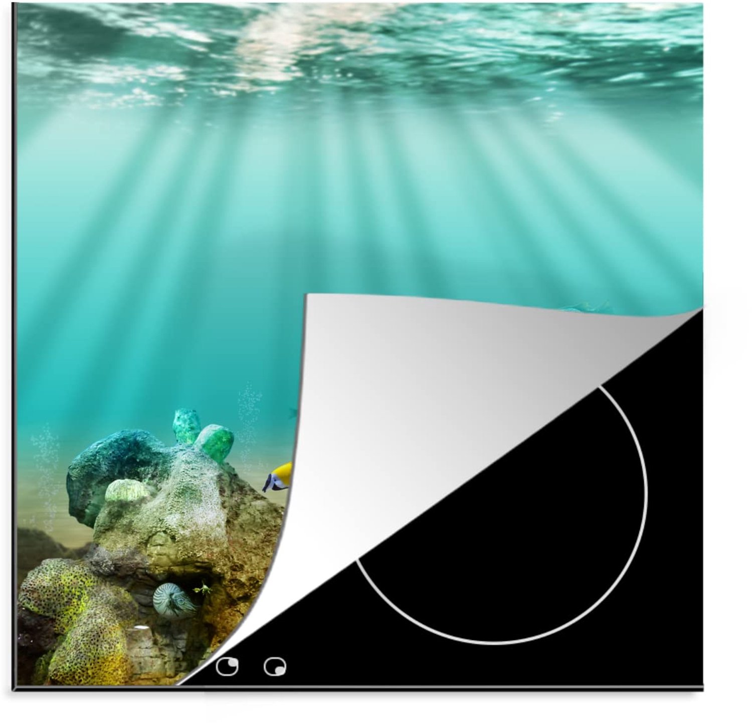 Inductie Bescherming Mat - Vinyl - Zee - Vissen (78x78cm)