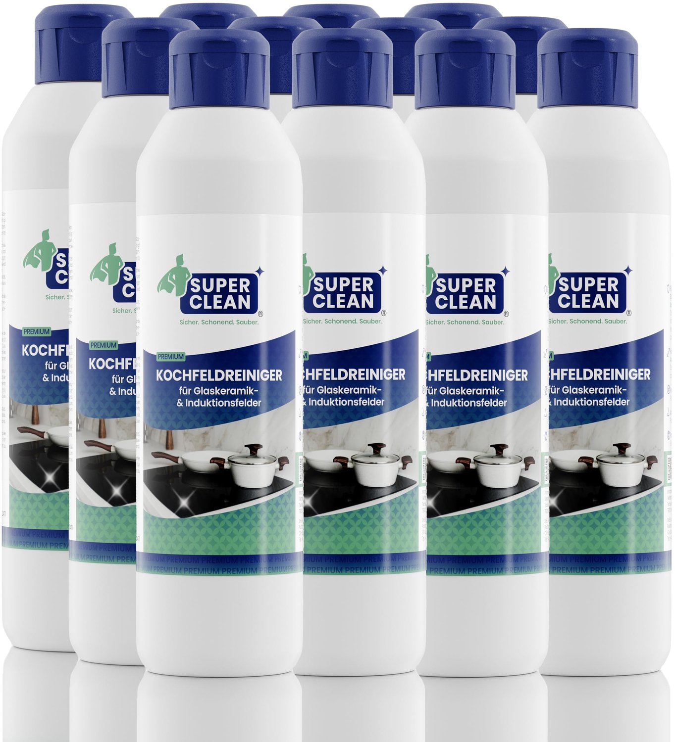 Kookplaatreiniger voor glas-keramische en inductiekookplaten - 12 x 250 ml