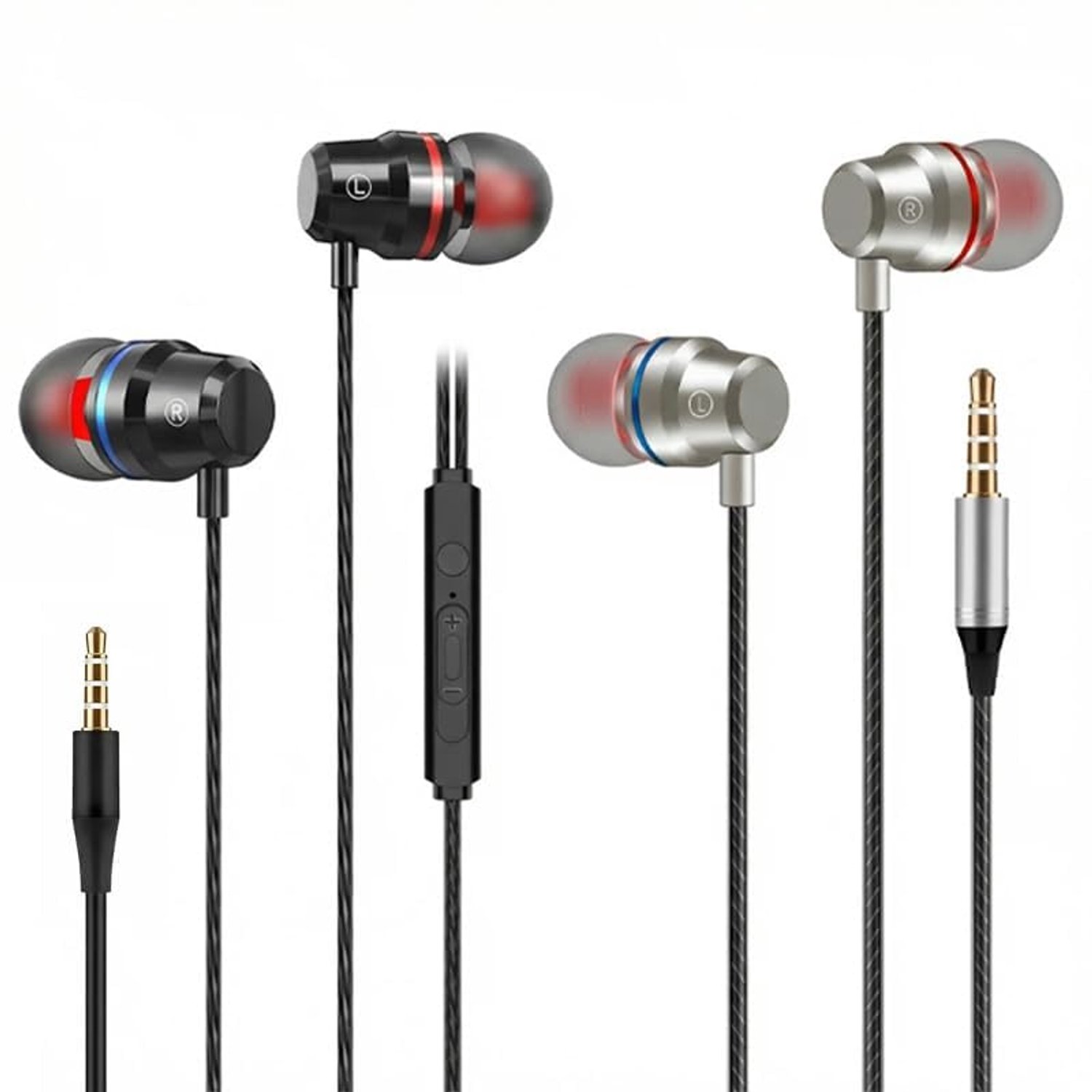 Set van 2 Bekabelde In-Ear Hoofdtelefoons met Microfoon
