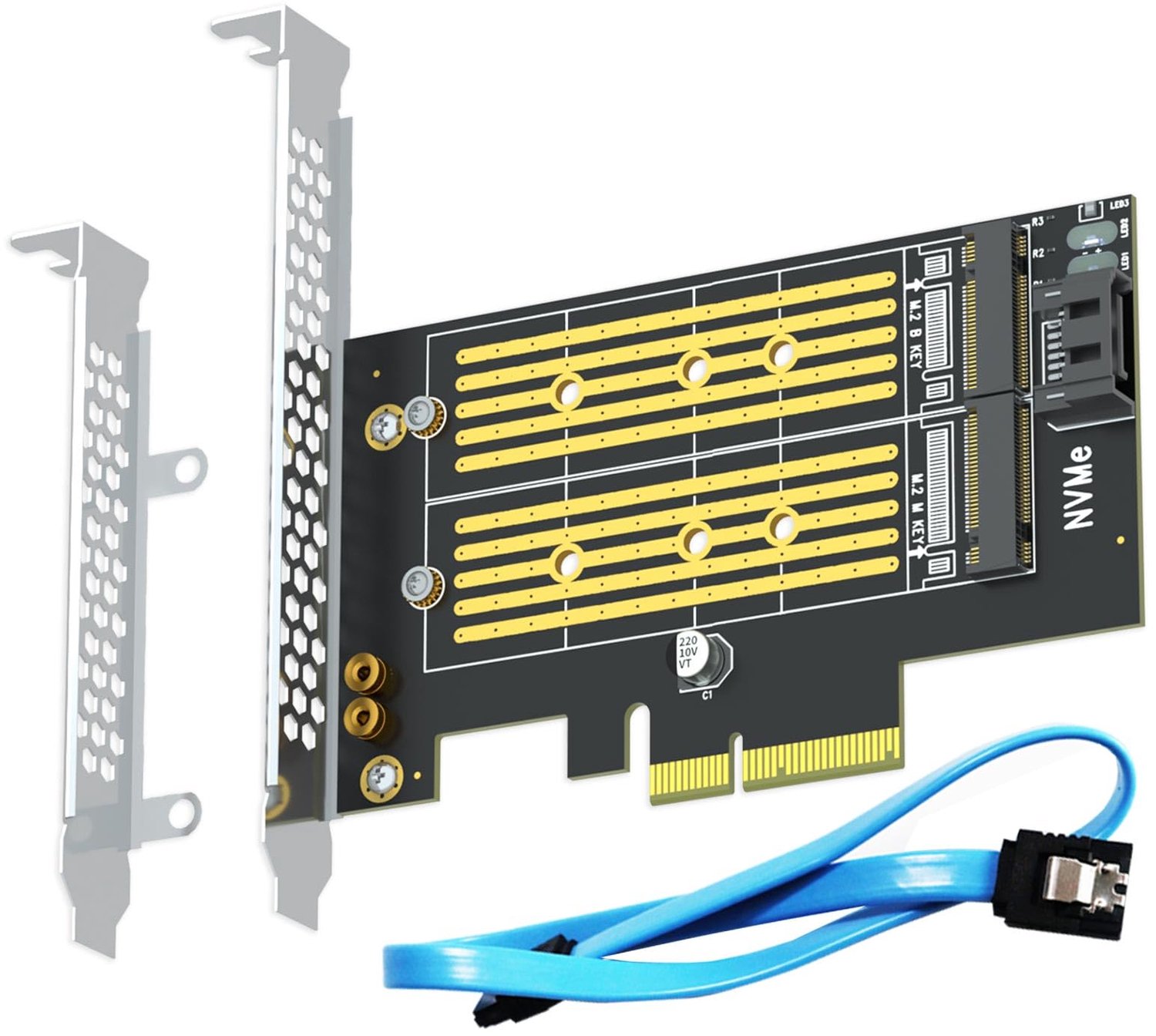 M.2 PCIe Adapter voor NVMe en SATA SSD's