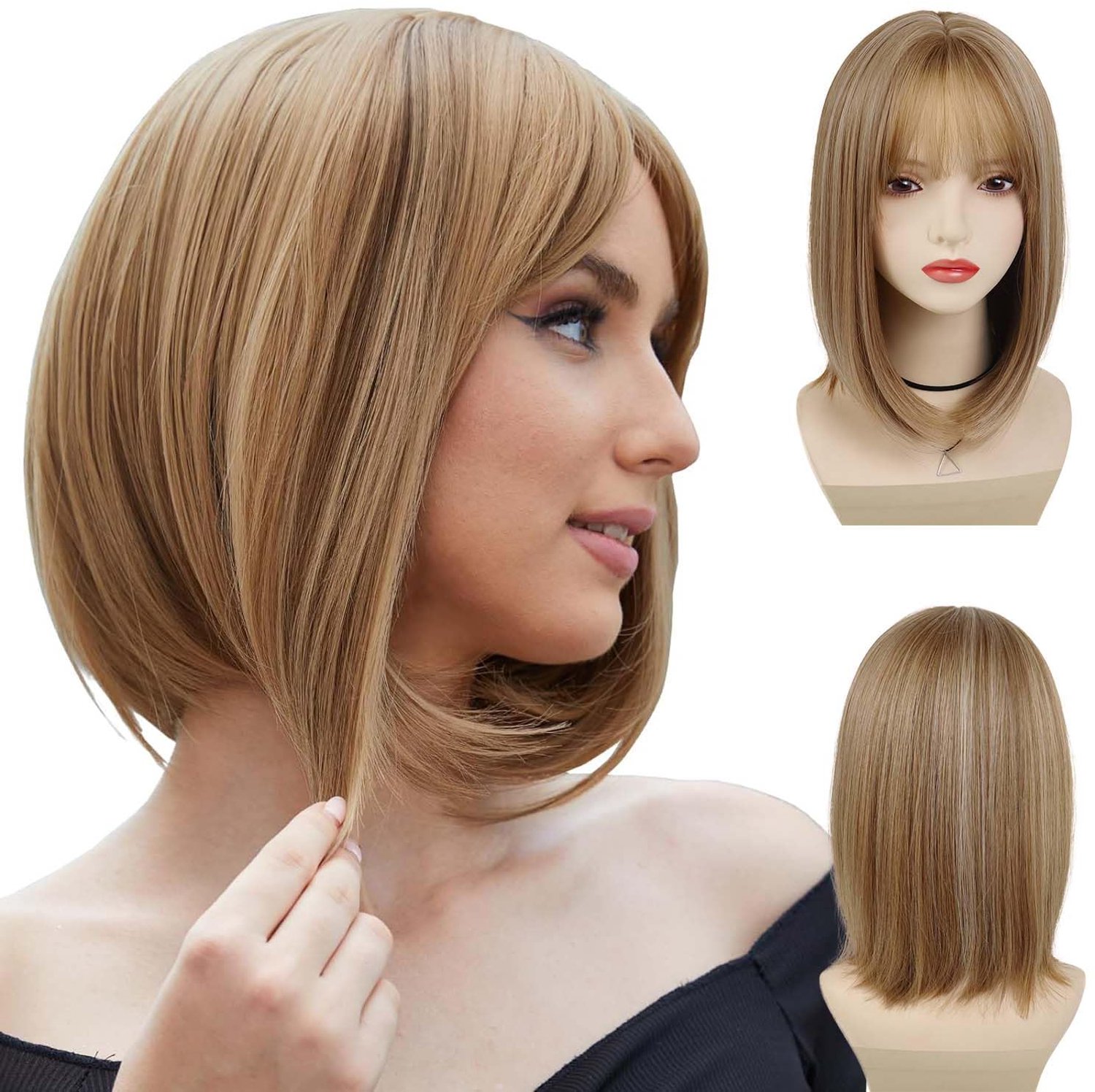16 Inch Sinthetische Perücke - Lichtbruin voor Vrouwen