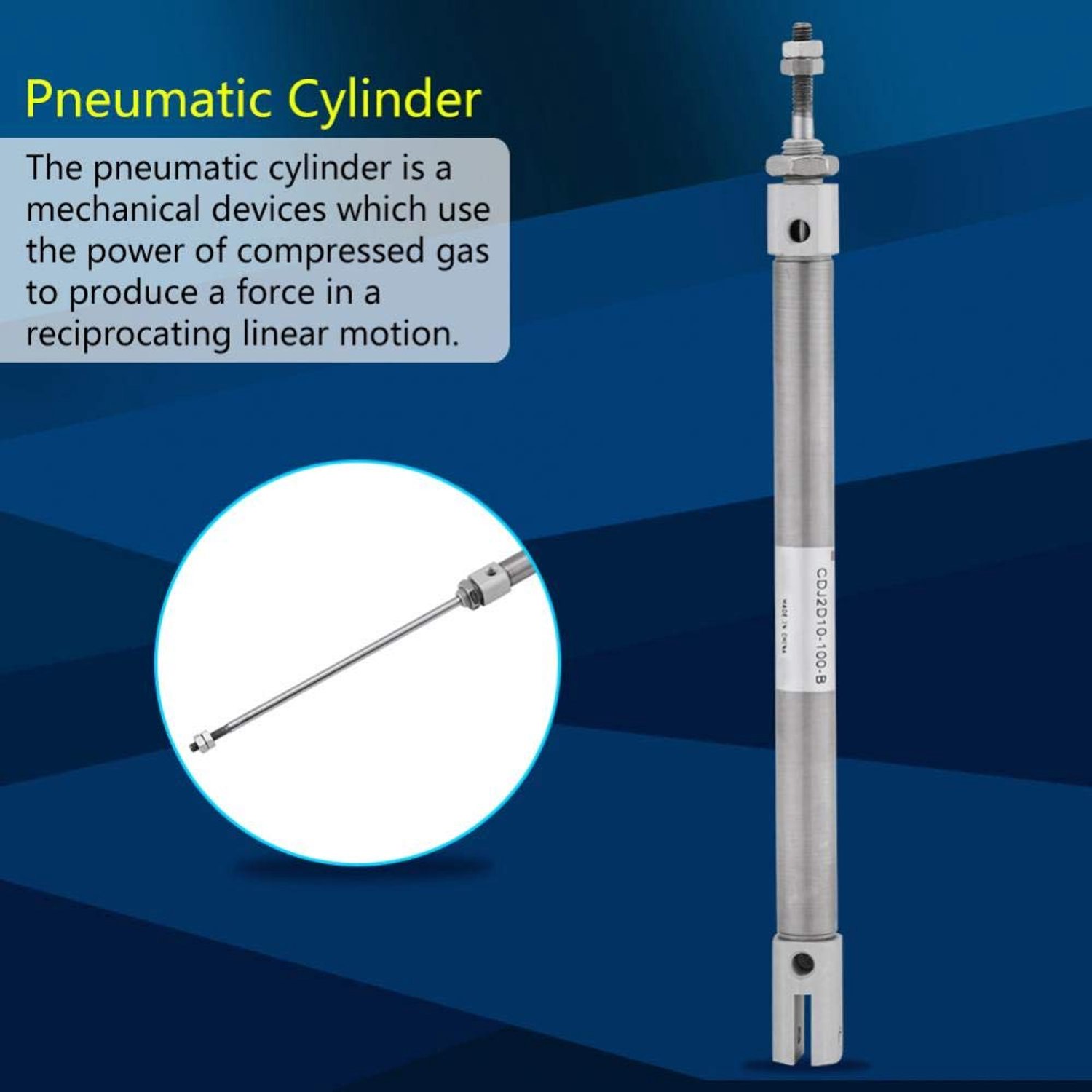Pneumatische Cilinder Dubbelwerkend - Mini Cilinder - 10mm Boring - 100mm Slag - Roestvrij Staal - Corrosiebestendig - Luchtcilinder