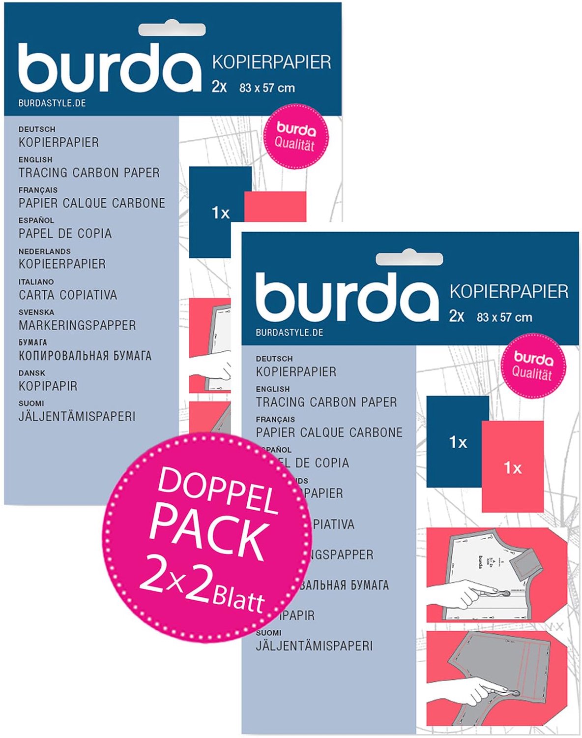 Dubbel pakket kopieerpapier - 2 x 2 vellen 83 x 57 cm blauw/rood