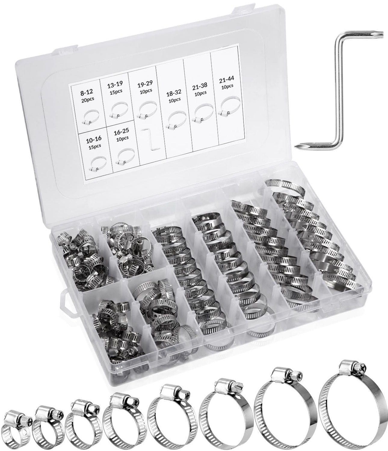 100 Stuks Verstelbare Slangenklemmen Set
