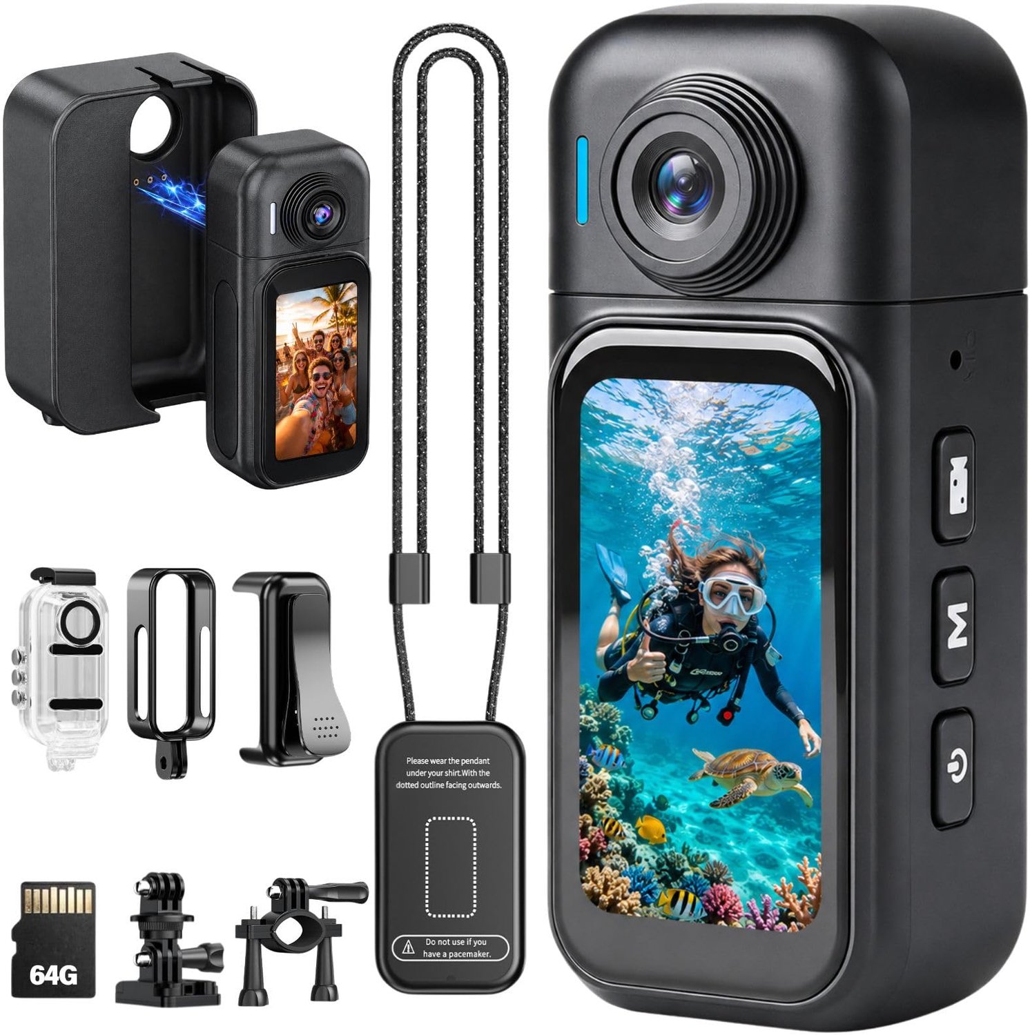 1080P Actiecamera met Clip en 32GB Geheugenkaart
