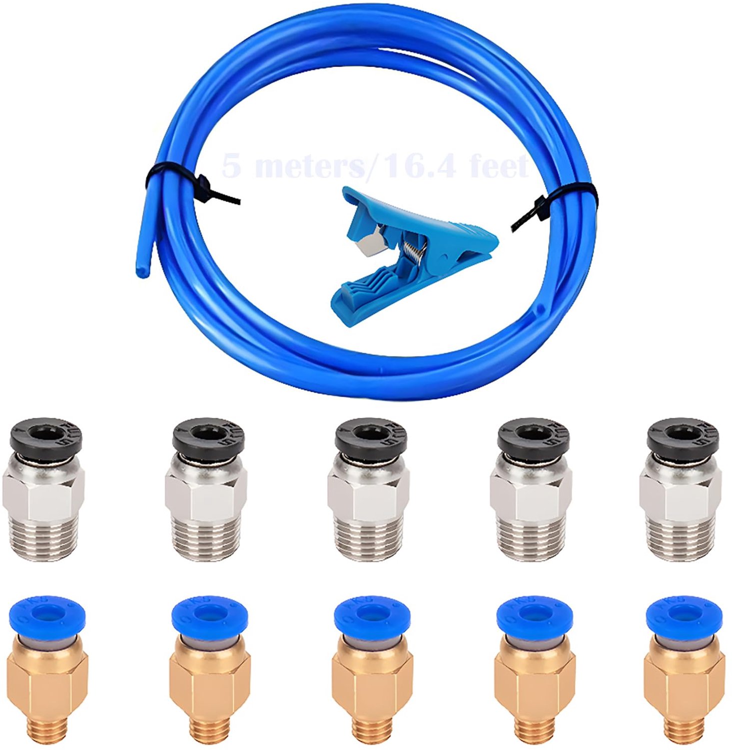 5 Meter Teflon Buizen met Fittingen voor 3D Printer - Tubing Set