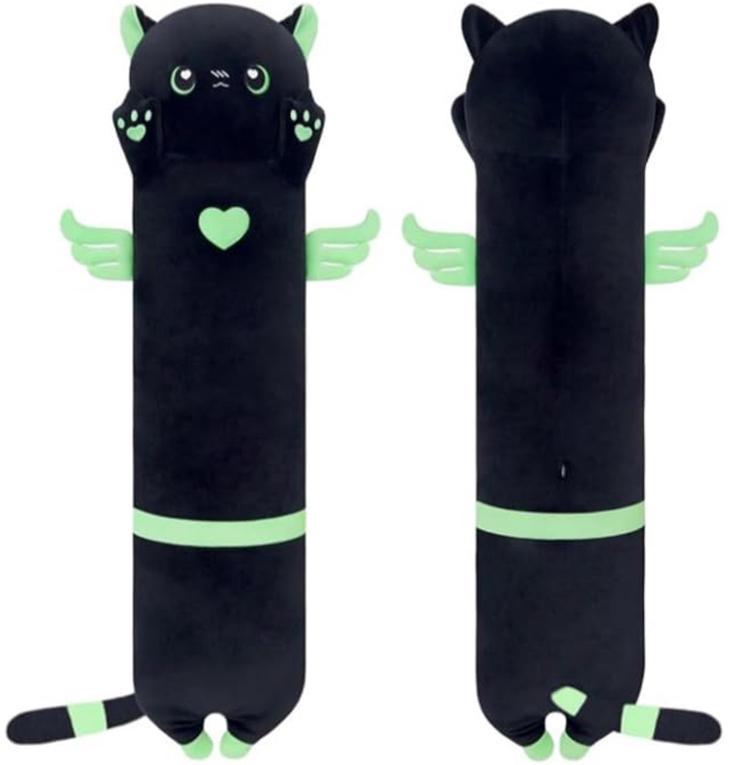 Kat Motief Pluche Kussen - 50 cm - Groen