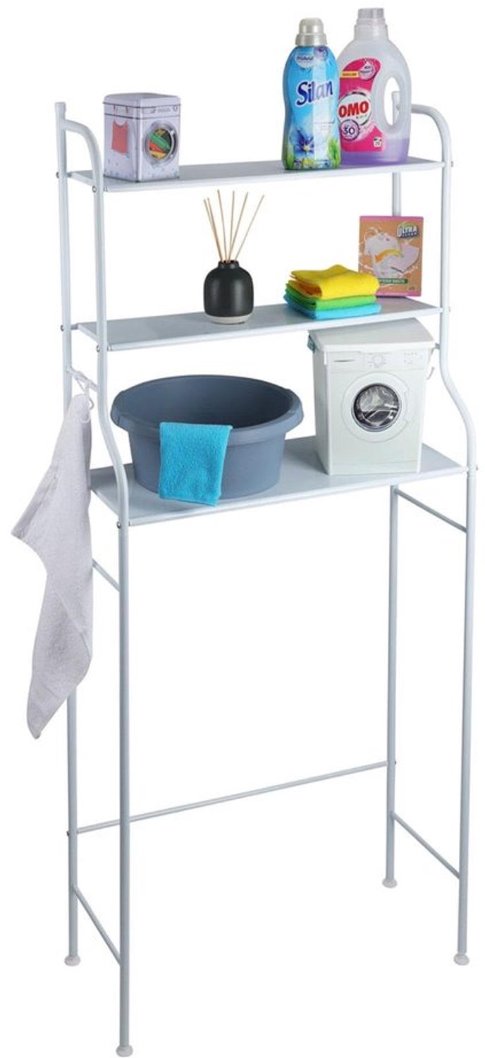 Wasmachine Rek met 3 Planken, Wit, 65 x 25 x 155 cm