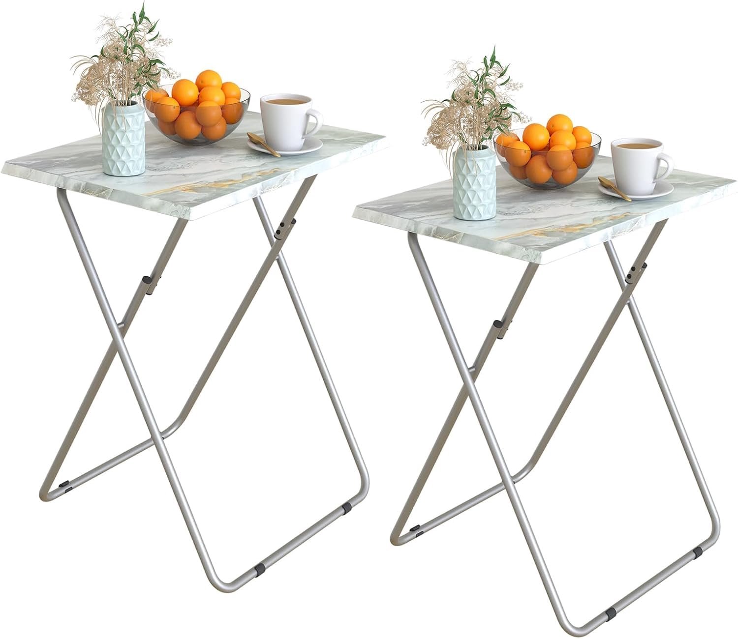 Set van 2 Vouwtafels (Grijs Marmer)