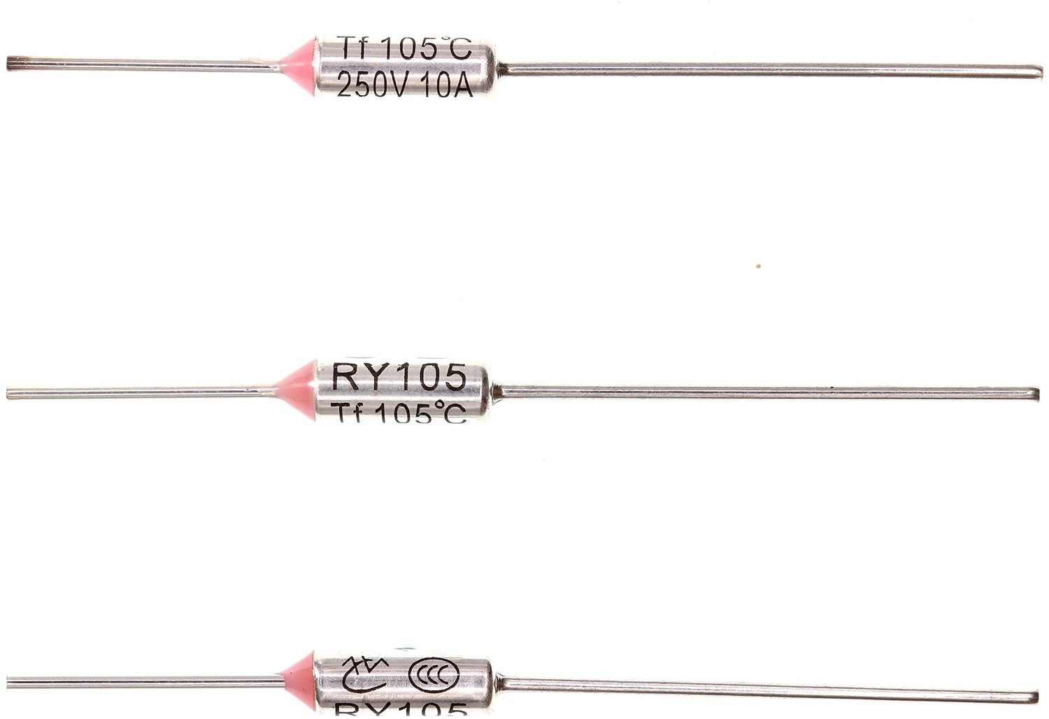 Set van 10 Metalen Temperatuurbeveiligingen RY105 105°C
