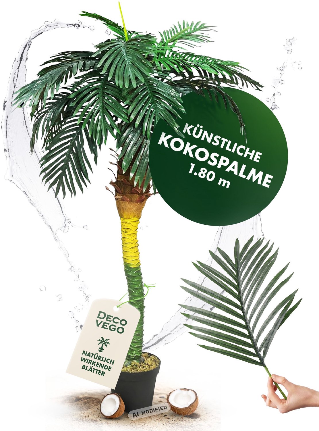 Decovego Kunstmatig Valse Royal Palm Plant Boom 180cm Decoratie Binnenin DECOVEGO Green