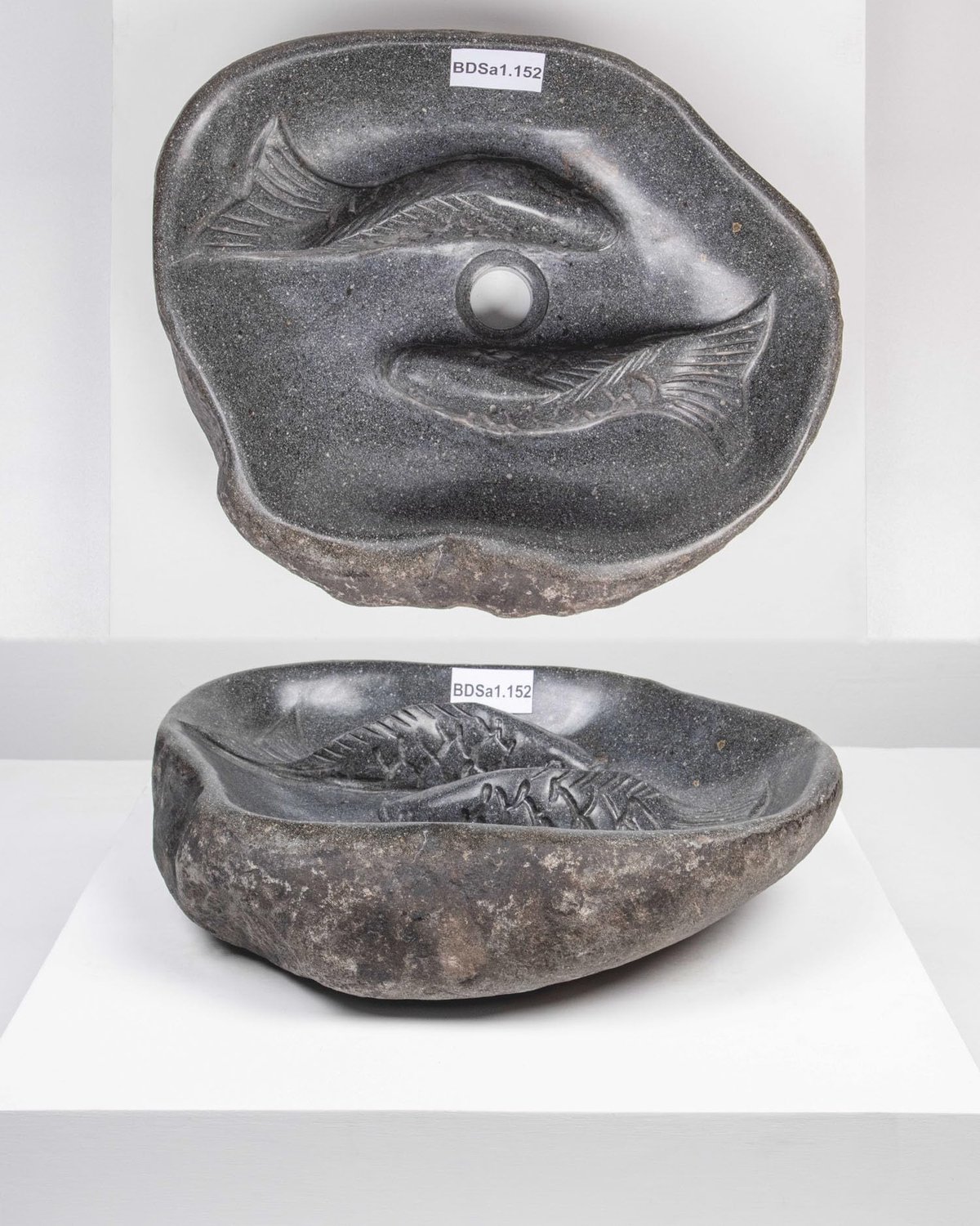 Natuursteen Opzetwastafel - 50 cm met visfiguren