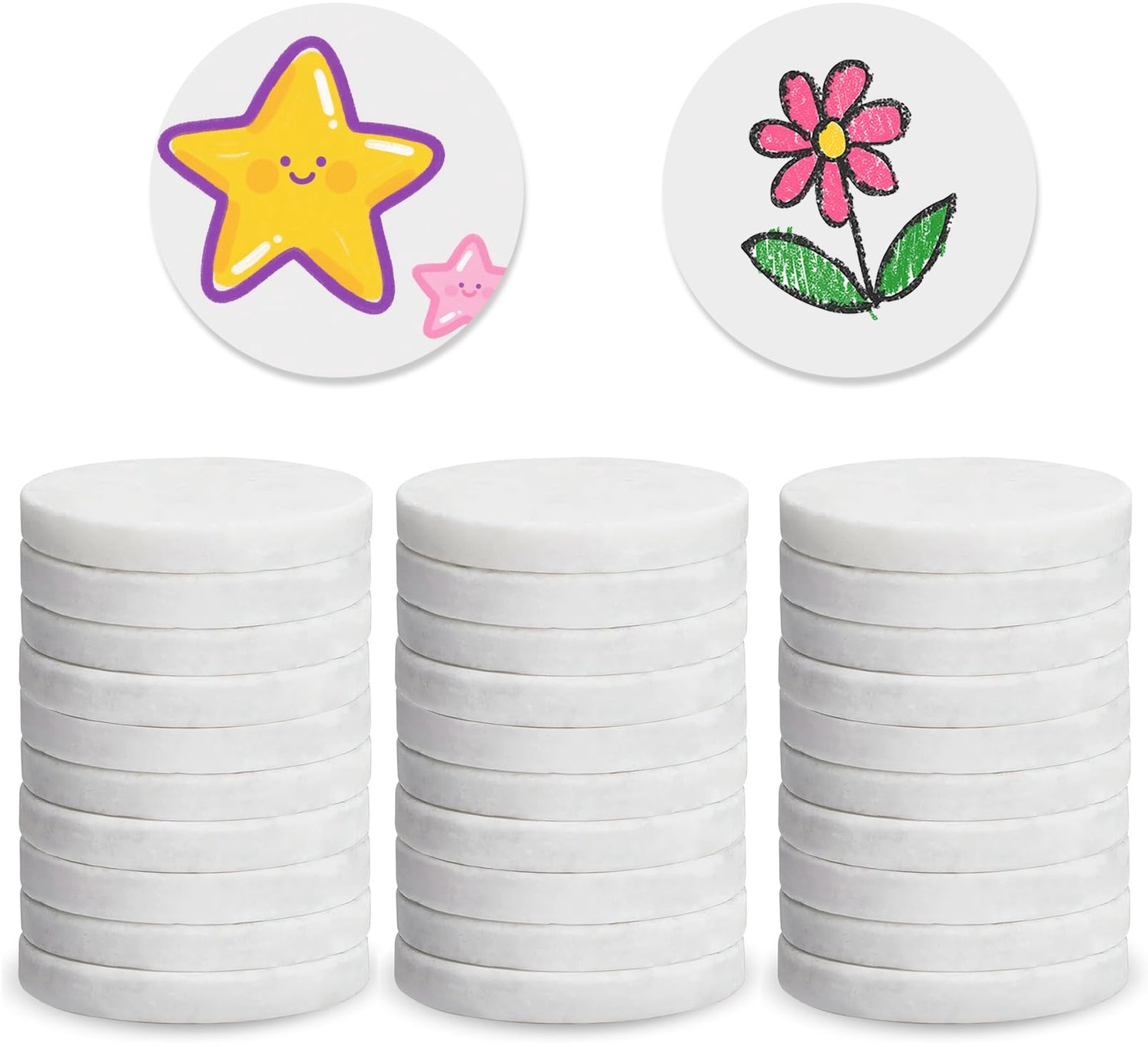 Set van 30 Witte Platte Stenen voor Schilderen