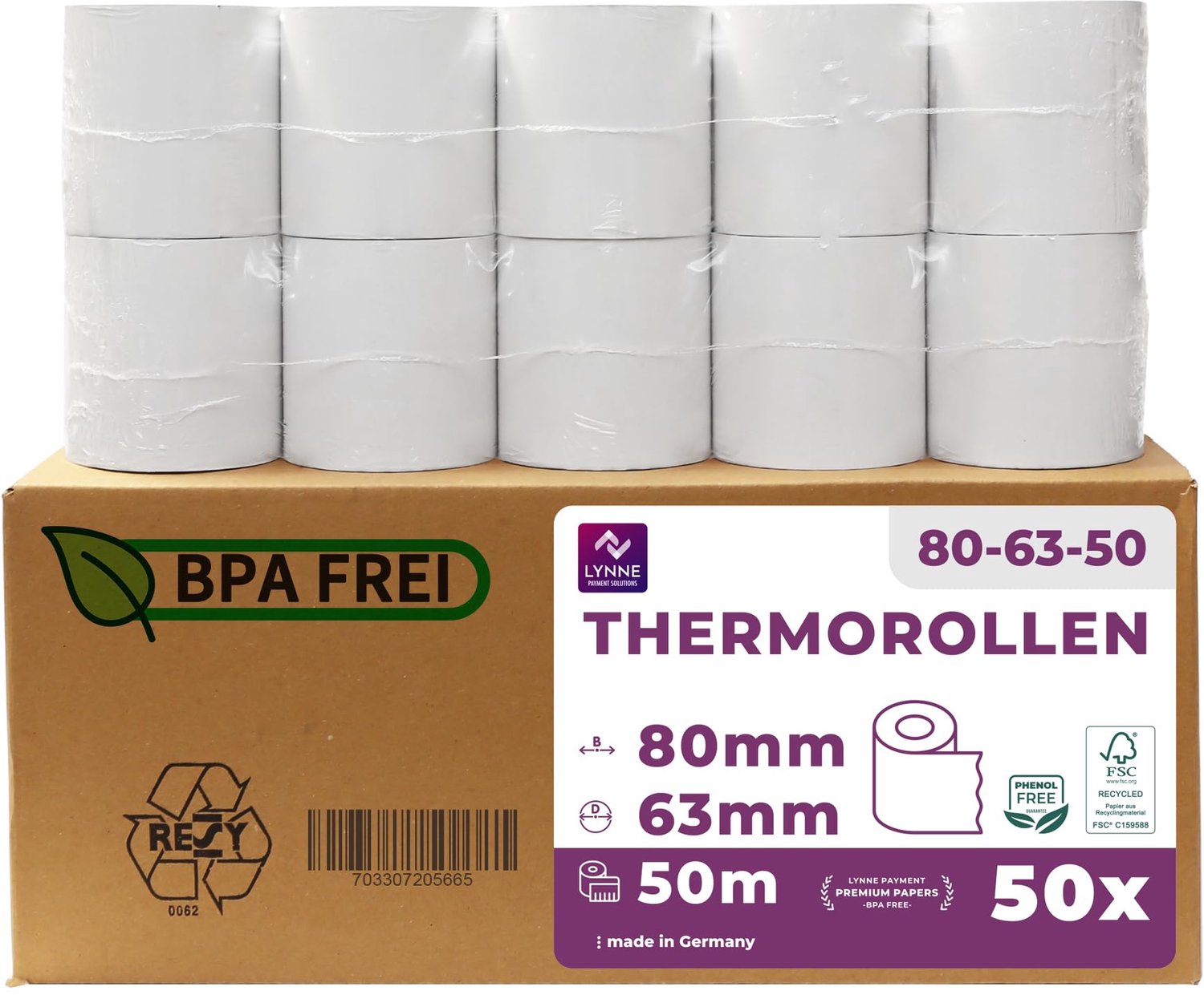 Thermische Rollen 80 mm voor Kassasystemen - BPA Vrij - 50 Stuks