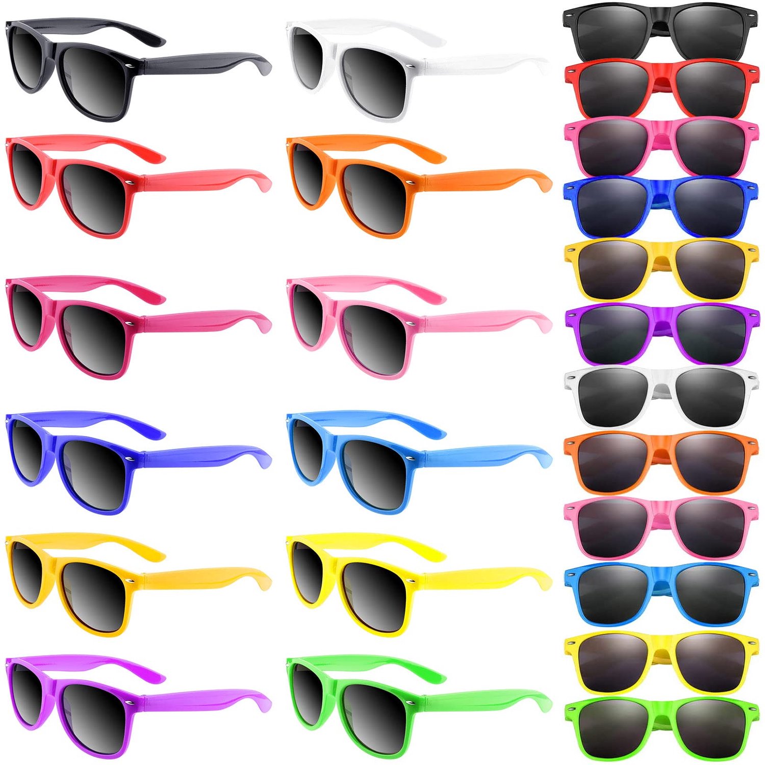 Set van 24 Neon Zonnebrillen voor Feestjes en Cadeaus