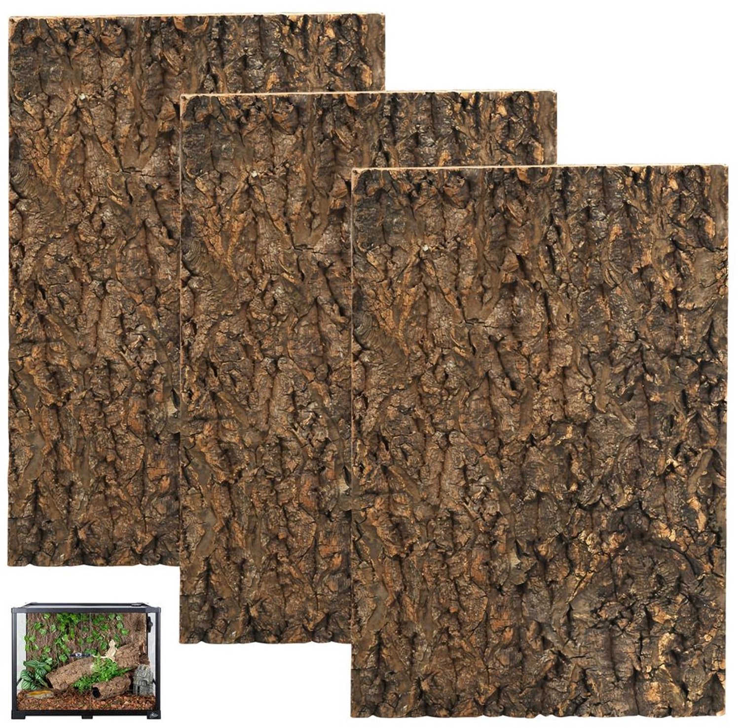 3 Stuks Natuurlijke Kurk Achterwand voor Terrarium