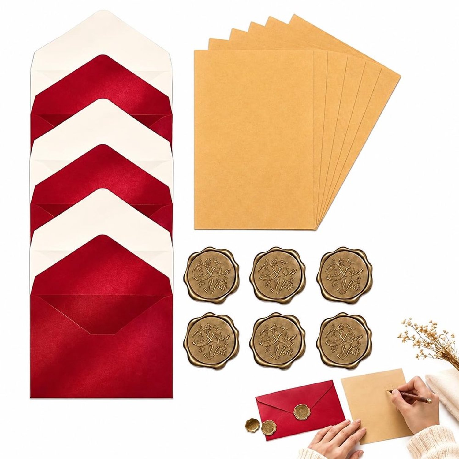 Vintage Briefpapier Set met Enveloppen