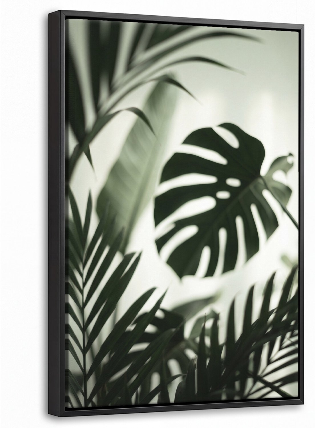 Canvas Schilderij met Baklijst - Planten - Bladeren - Natuur - Minimalistisch - Groen