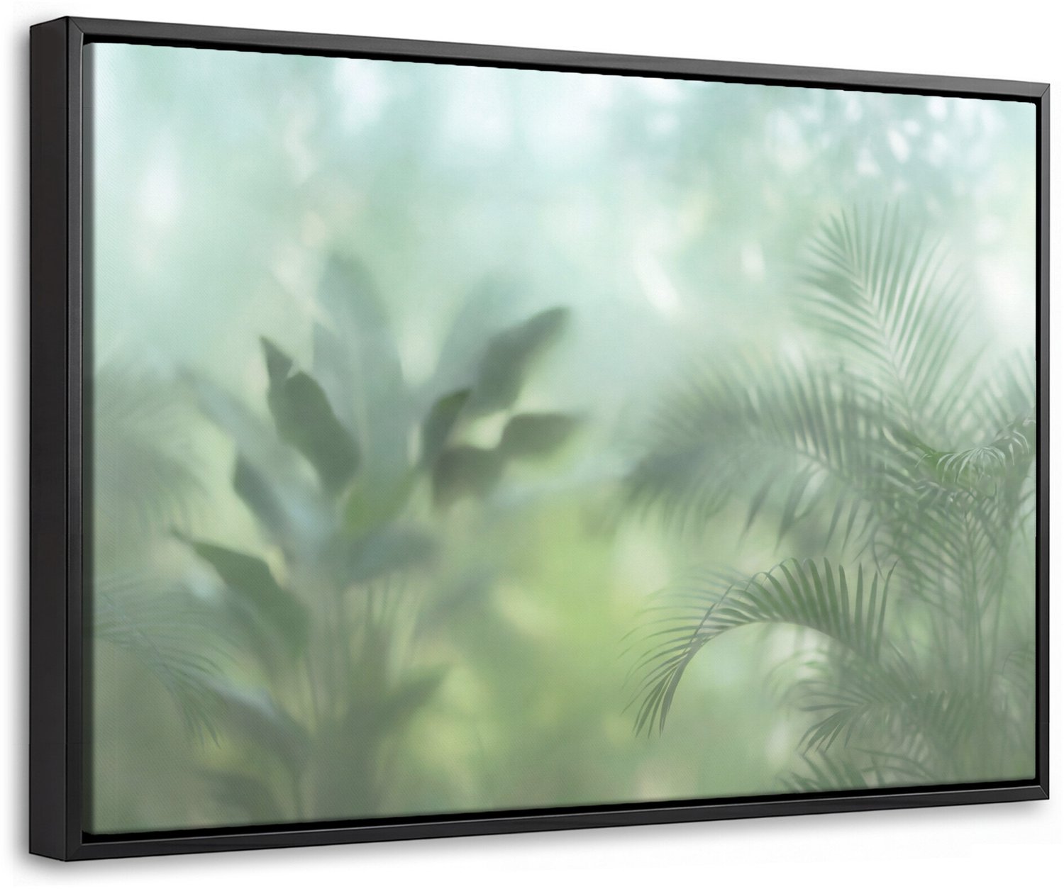 Canvas Schilderij met Baklijst - Natuur - Vervaagd - Groen - Abstract - Modern