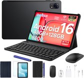 Aorlym P10 Pro - Tablet - 48 GB RAM (8+40 GB) + 128 GB ROM (2 TB/TF) - 10,1 inch HD 120 Hz - Android 16 - 8800 mAh - Gemini AI - T7250 - Face ID - Dubbele luidsprekers, complete accessoirebundel met toetsenbord en stylus - Zwart